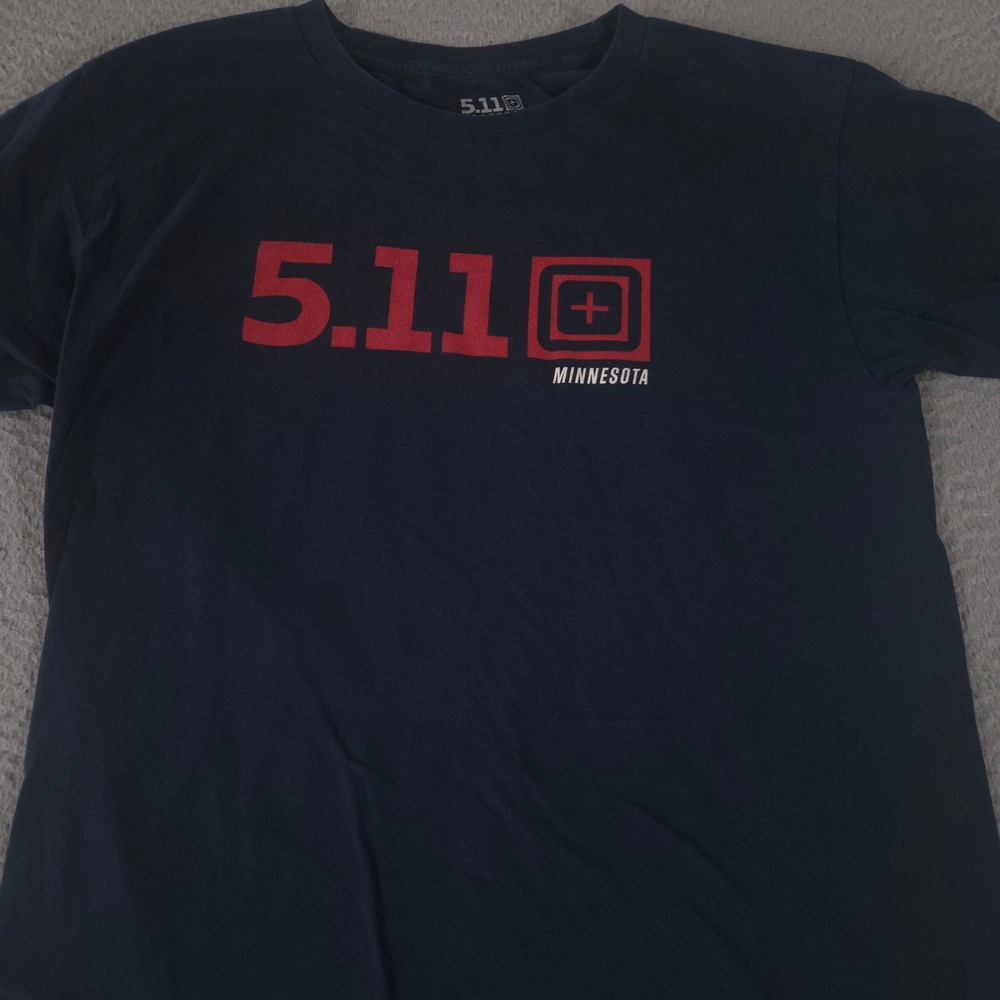 5.11 Tactical Shirt Mens M Navy Logo Scope Cotton‎ Graphic Minnesota Flag Sleeve